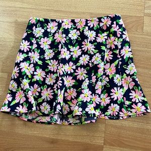 Lush Black Daisy Floral Flouncy Skater Skirt